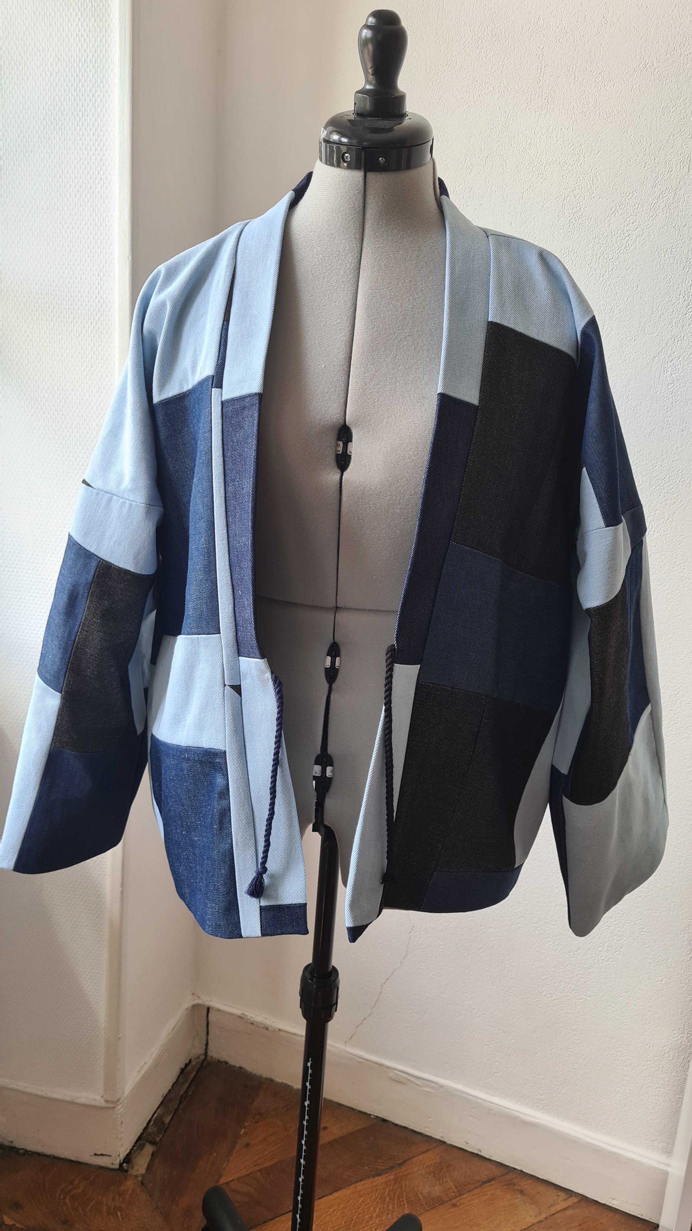 HAORI PATCHWORK BLEU - Ma boutique
